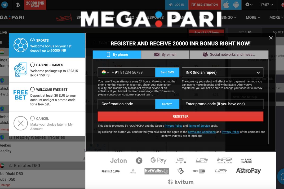 Megapari cricket betting site registration guide in India